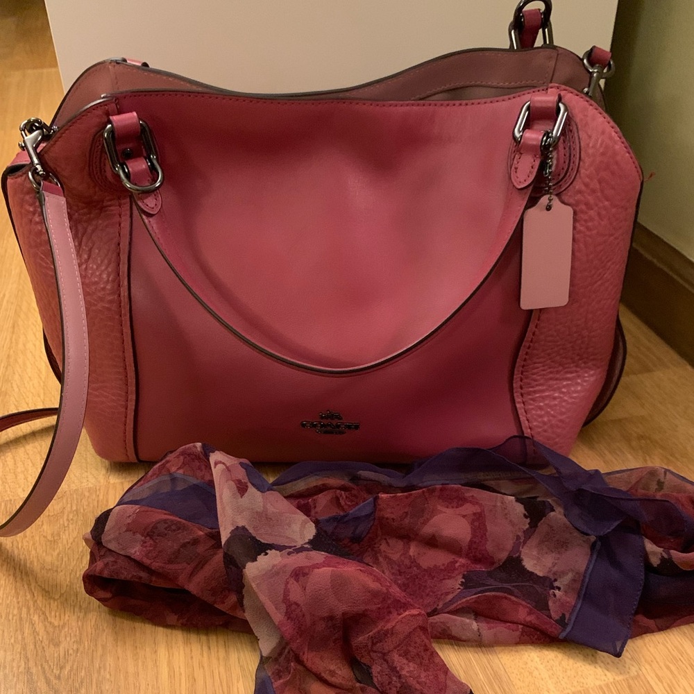 Pink Coach purse with small scarf